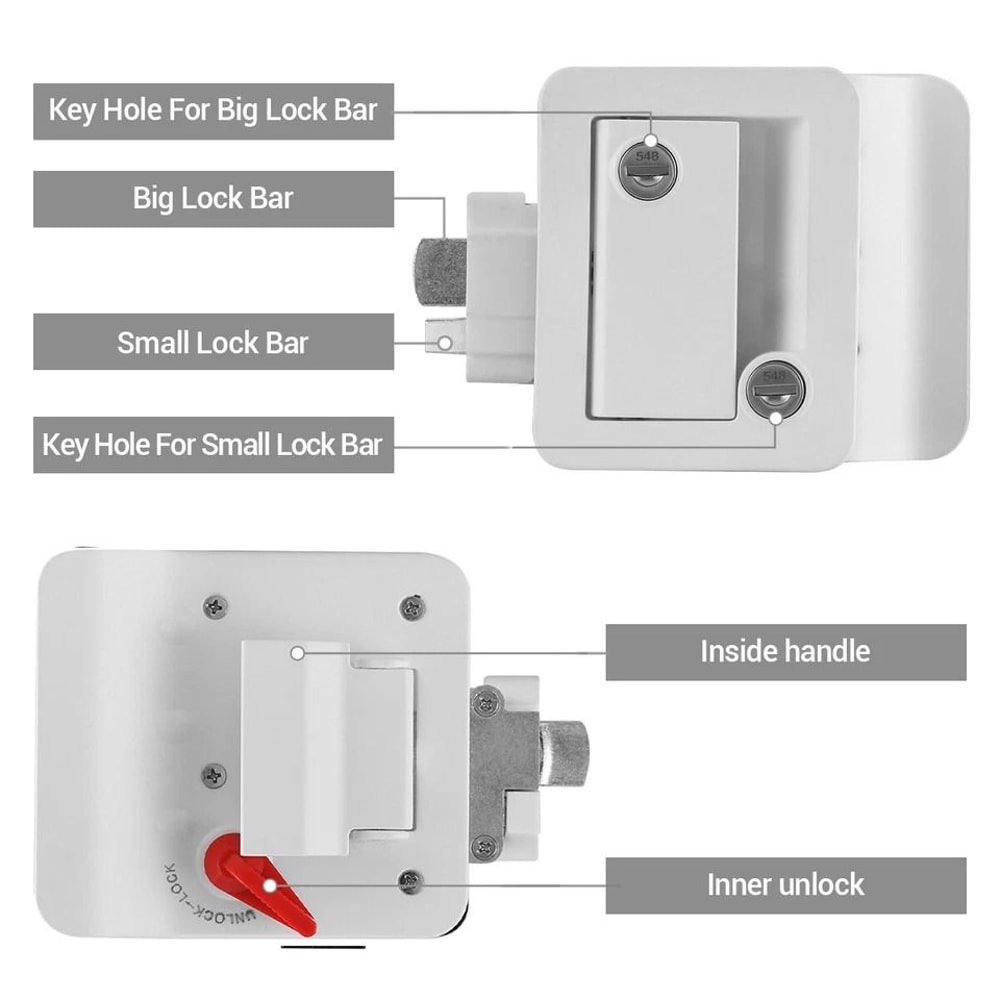 Premium RV Paddle Entry Door Lock With Deadbolt Heavy Duty RV Door Lock Latch Handle Knob For Camp 7