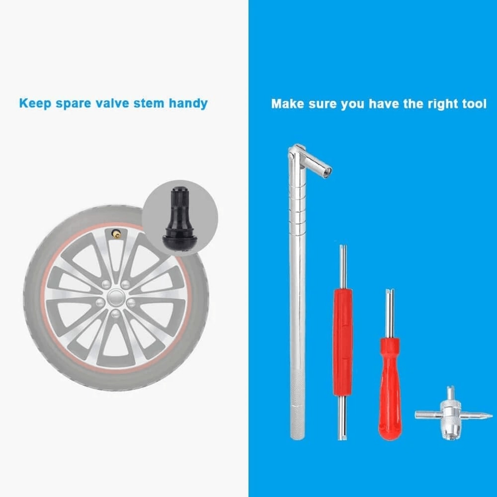 Tire Valve Stem Tool Kit Comprehensive Car Tire Repair Kit For Valve Core Stem Removal Plug Instal 10