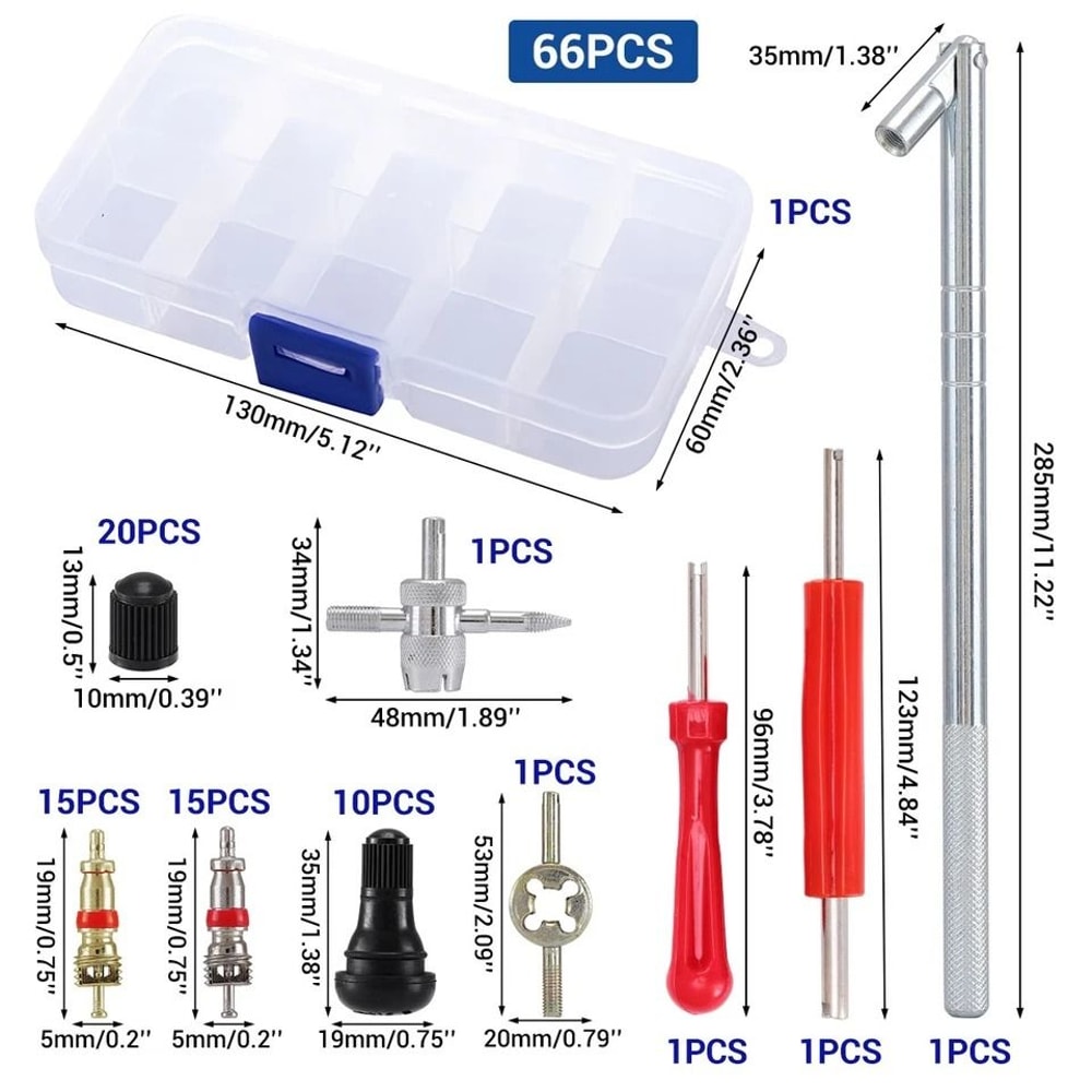 Tire Valve Stem Tool Kit Comprehensive Car Tire Repair Kit For Valve Core Stem Removal Plug Instal 9