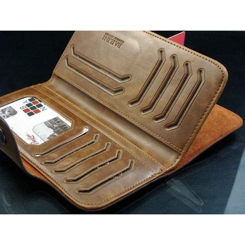 Mens PU Leather Bifold Wallet With Card Holder Checkbook Organizer Billfold 3