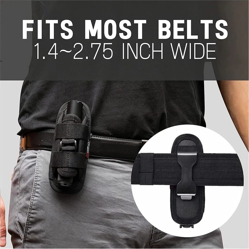 Tactical Flashlight Holster With Rotatable Clip Durable Duty Belt Pouch 6