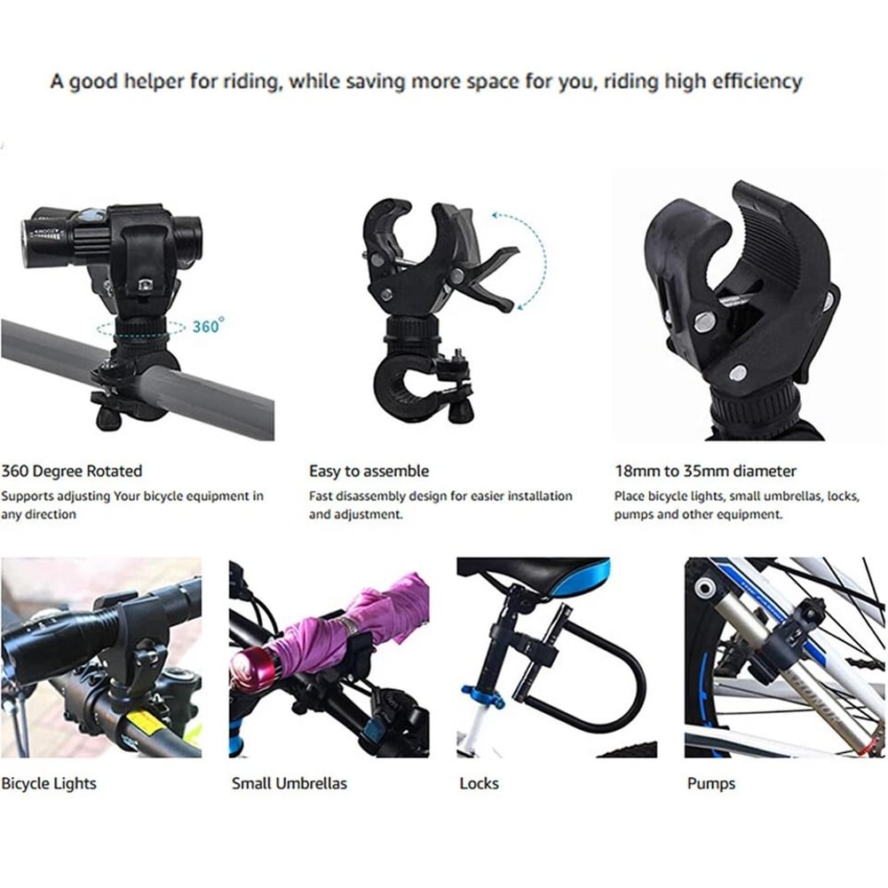 Universal Bike Flashlight Mount Holder Adjustable Torch Clip For Safe Riding 3