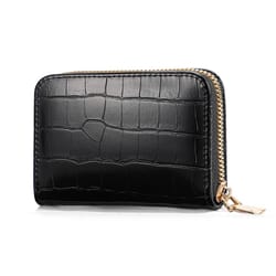 women's premium leather wallet with accordion zipper pocket & card slots stylish & spacious