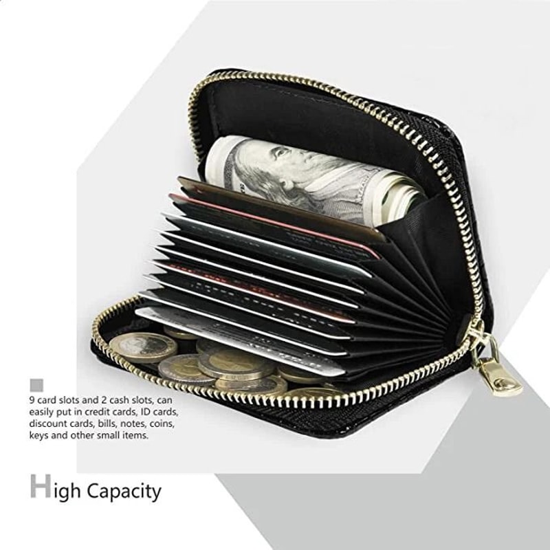 Womens Premium Leather Wallet With Accordion Zipper Pocket Card Slots Stylish Spacious 3