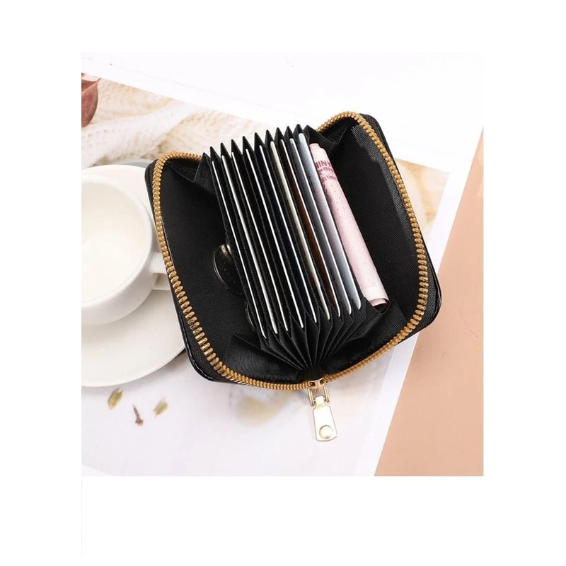 Womens Premium Leather Wallet With Accordion Zipper Pocket Card Slots Stylish Spacious 5