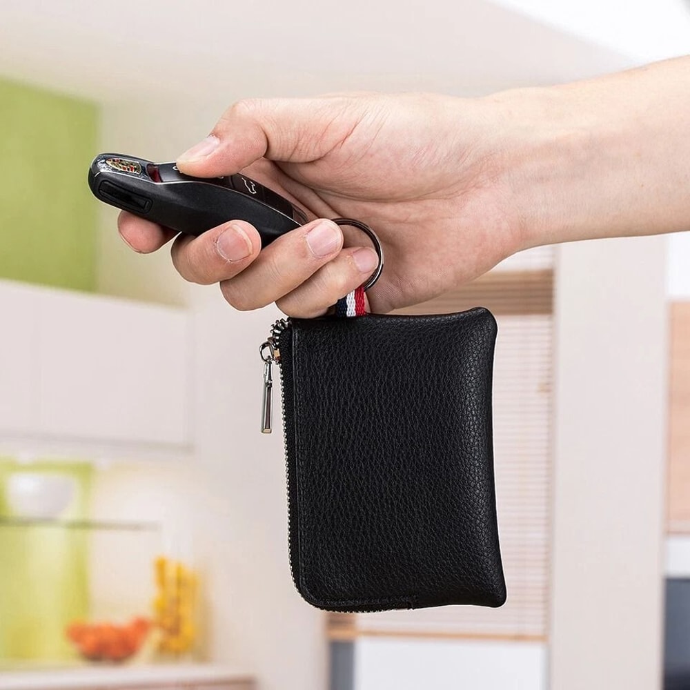 Compact Genuine Leather Wallet Coin Pouch Mini Wallet Keyring Card Holder 3