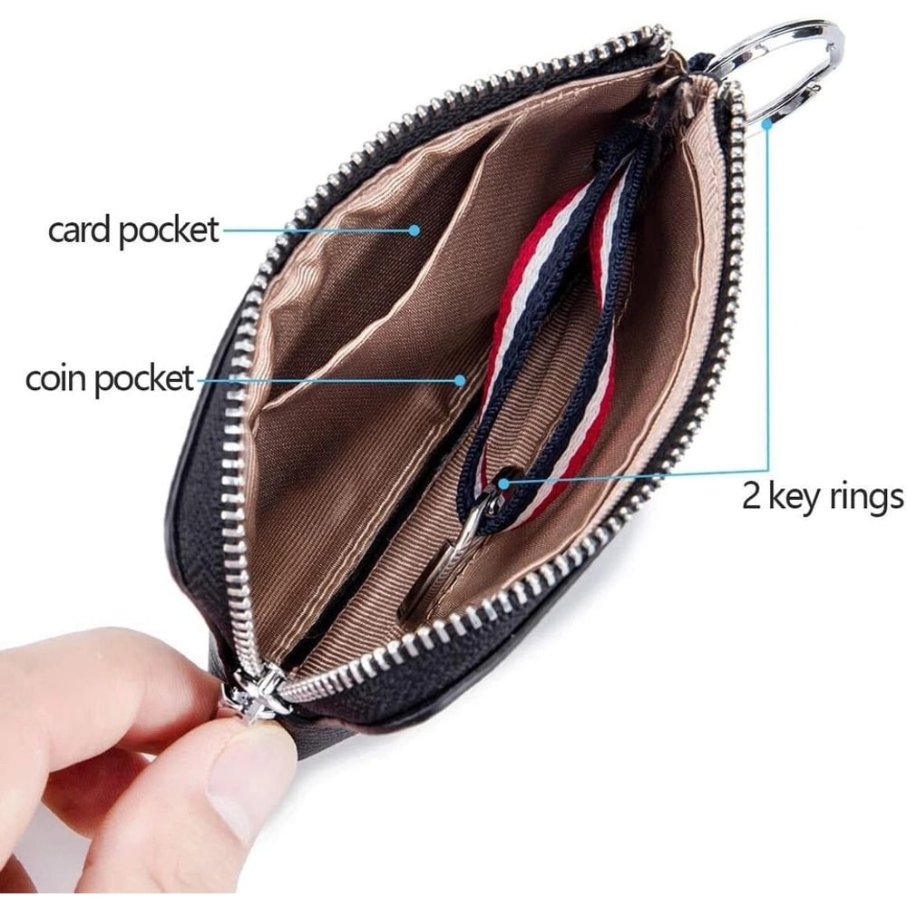 Compact Genuine Leather Wallet Coin Pouch Mini Wallet Keyring Card Holder 4