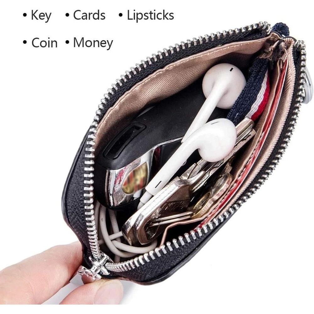 Compact Genuine Leather Wallet Coin Pouch Mini Wallet Keyring Card Holder 5