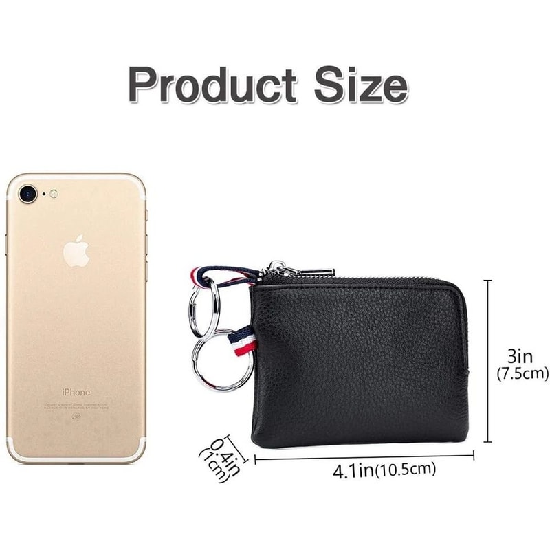 Compact Genuine Leather Wallet Coin Pouch Mini Wallet Keyring Card Holder 7