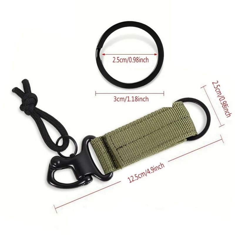 Tactical Keychain Hook With Webbing Outdoor Carabiner For Keys Gear More 3