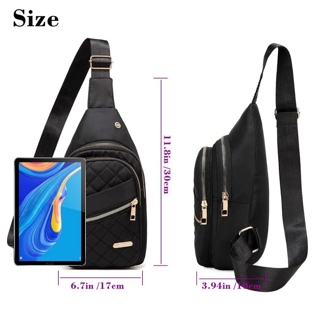 Black Womens Small Sling Backpack Crossbody Travel Bag Daypack 5