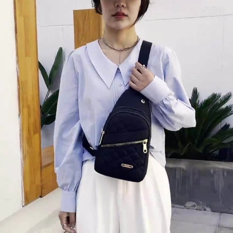 Black Womens Small Sling Backpack Crossbody Travel Bag Daypack 7