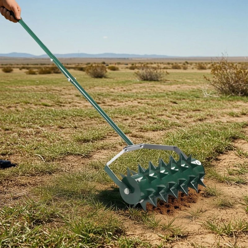 Heavy Duty Manual Lawn Aerator Rolling Garden Tool For Healthy Turf 2