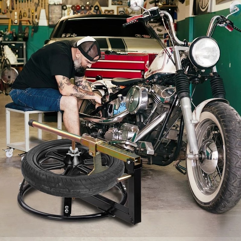 Portable Motorcycle Tire Changing Stand With Bead Breaker 4