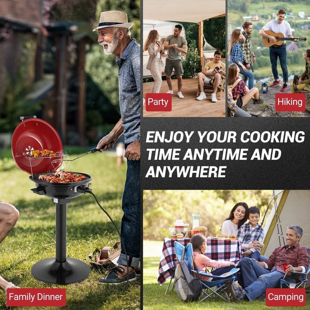 Portable Electric Grill Outdoor BBQ Barbecue With Adjustable Temperature For Garden Patio 7