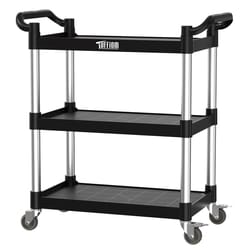 tier utility cart with wheels portable plastic commercial service cart
