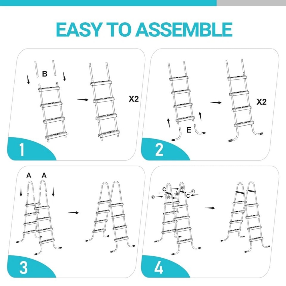 Above Ground Pool Ladder Step Steel Frame Pool Ladder For Safe Easy Entry 5