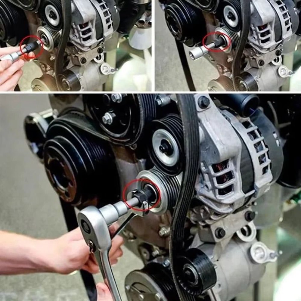 Spline Alternator Pulley Removal Tool Set For Freewheel Clutch Pulley Service 5