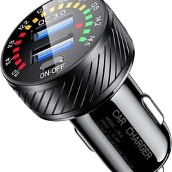 fast car charger with dual usb and led voltmeter for vehicles