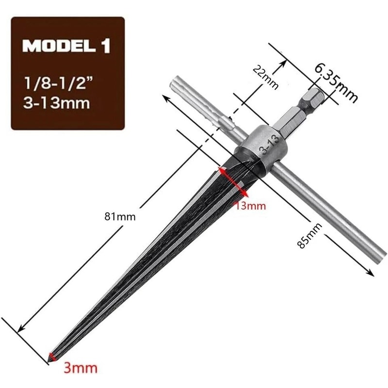 Taper Reamer Set With T Handle And Hex Shank For Chamfering And Hole Enlarging 1