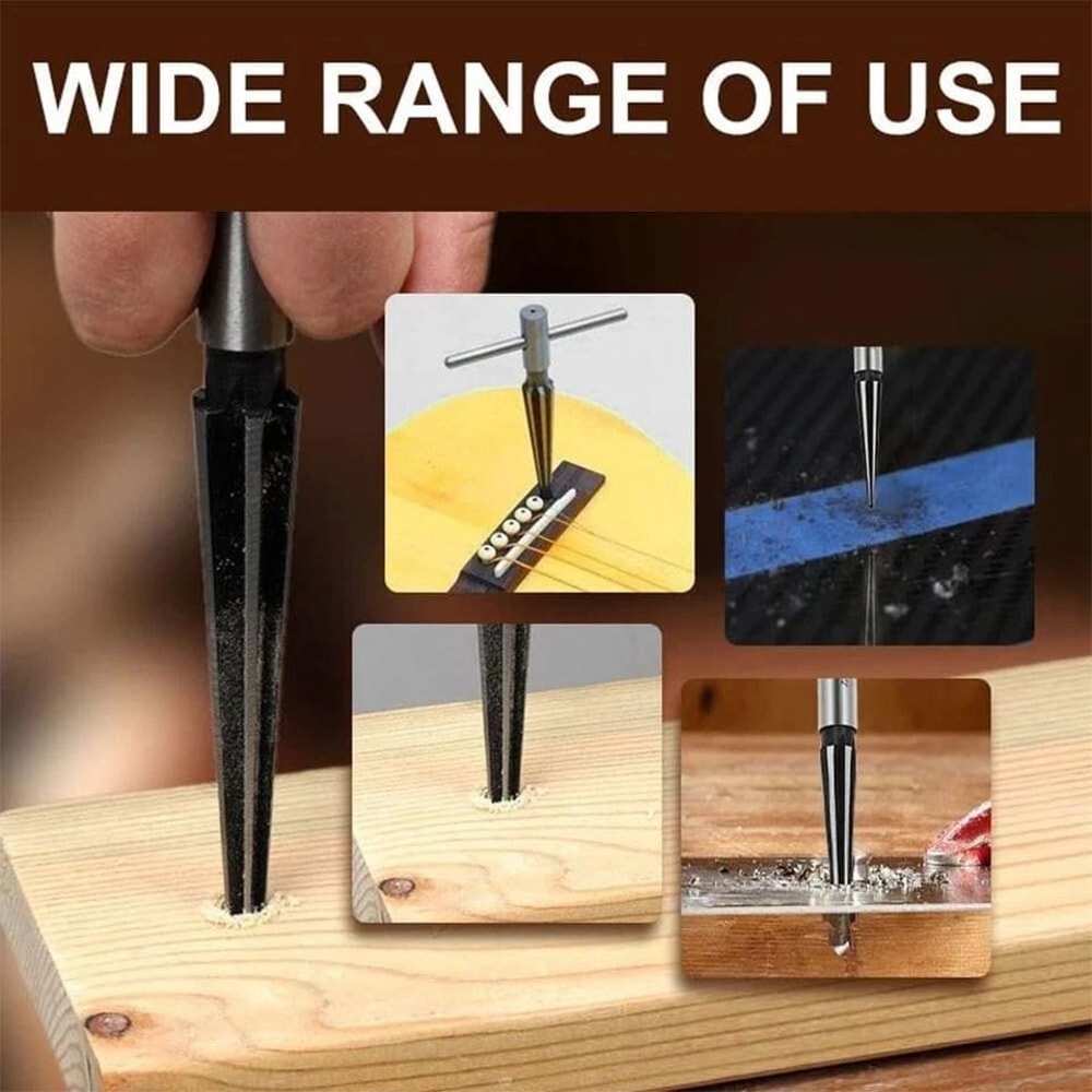 Taper Reamer Set With T Handle And Hex Shank For Chamfering And Hole Enlarging 2