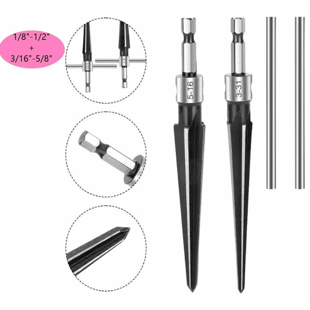 Taper Reamer Set With T Handle And Hex Shank For Chamfering And Hole Enlarging 5