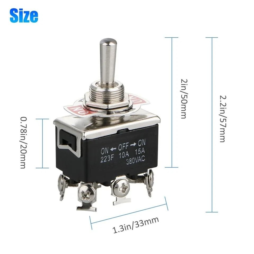 Toggle Switch Pin DPDT ON OFF ON Momentary Switch With Boot Caps 2