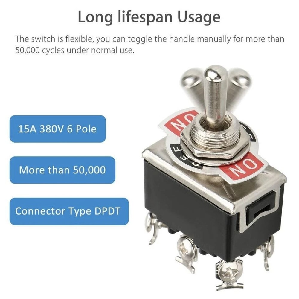 Toggle Switch Pin DPDT ON OFF ON Momentary Switch With Boot Caps 5