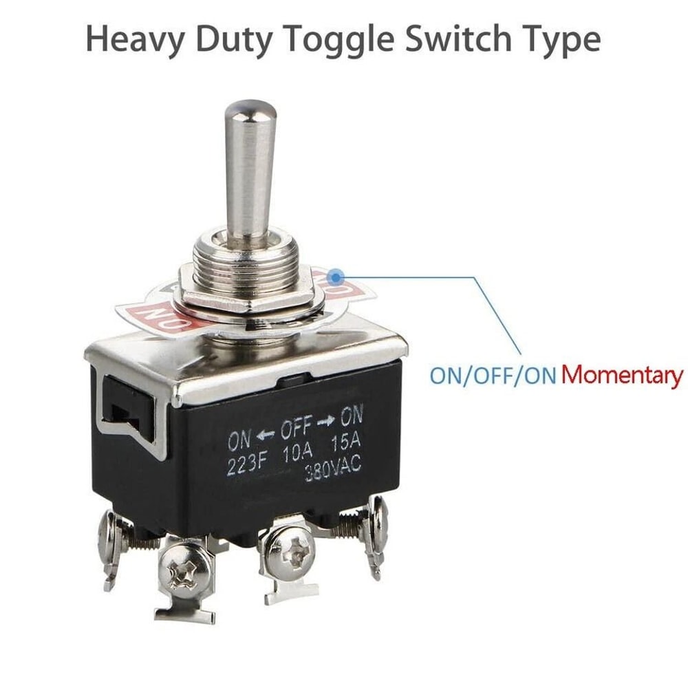 Toggle Switch Pin DPDT ON OFF ON Momentary Switch With Boot Caps 6