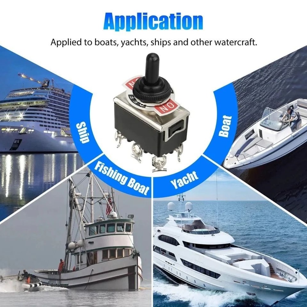 Toggle Switch Pin DPDT ON OFF ON Momentary Switch With Boot Caps 7