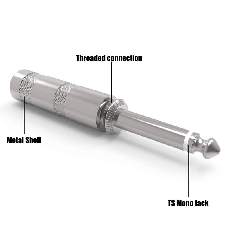 TS Phone Audio Phono Guitar Cable Male Connector Plug Jack 635mm 2