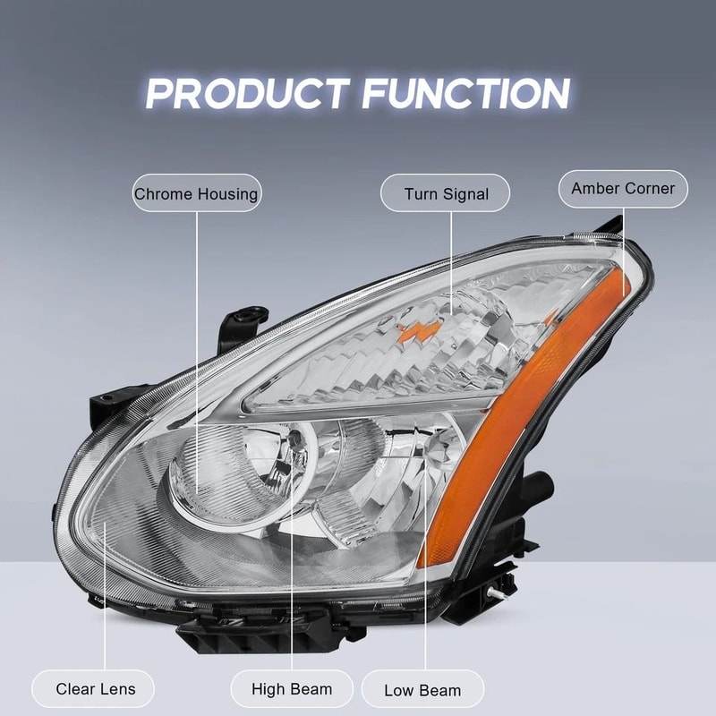 Headlight Assembly Pair Chrome Halogen Replacement 1