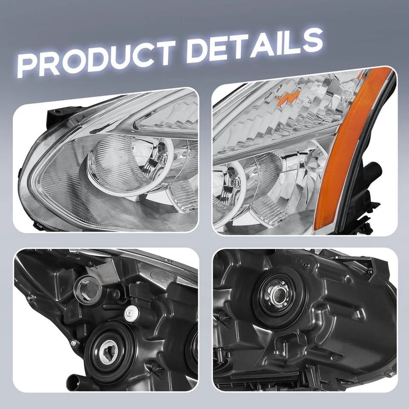 Headlight Assembly Pair Chrome Halogen Replacement 3