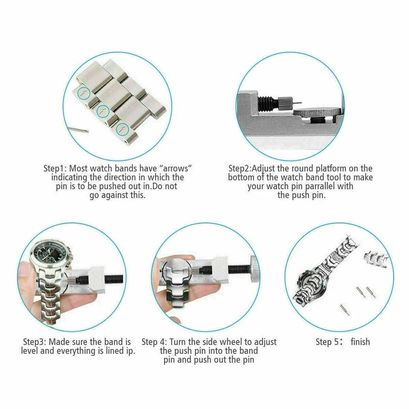 Adjustable Watch Link Remover Tool For Metal Bands And Bracelet Pin Sizing Kit 1