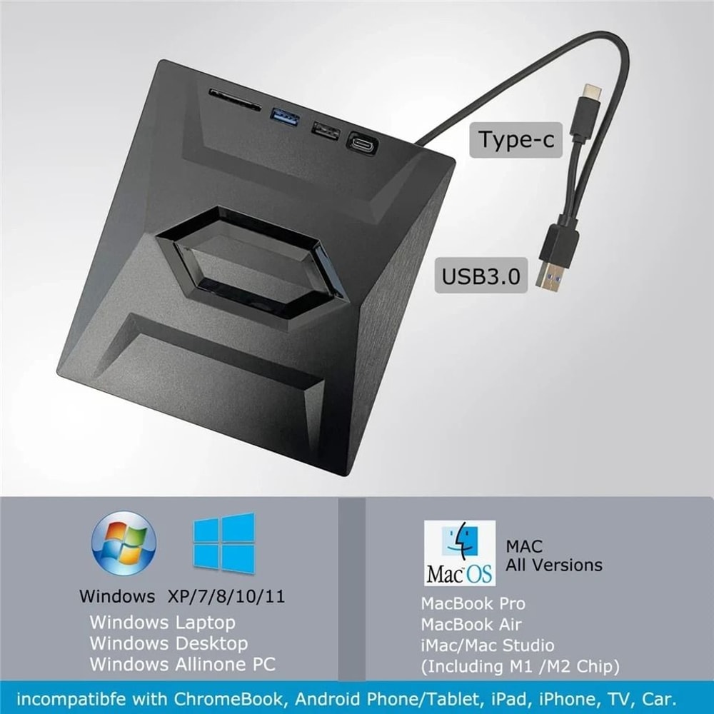 Portable External CD DVD Drive USB Burner Writer For Laptop PC Windows 8