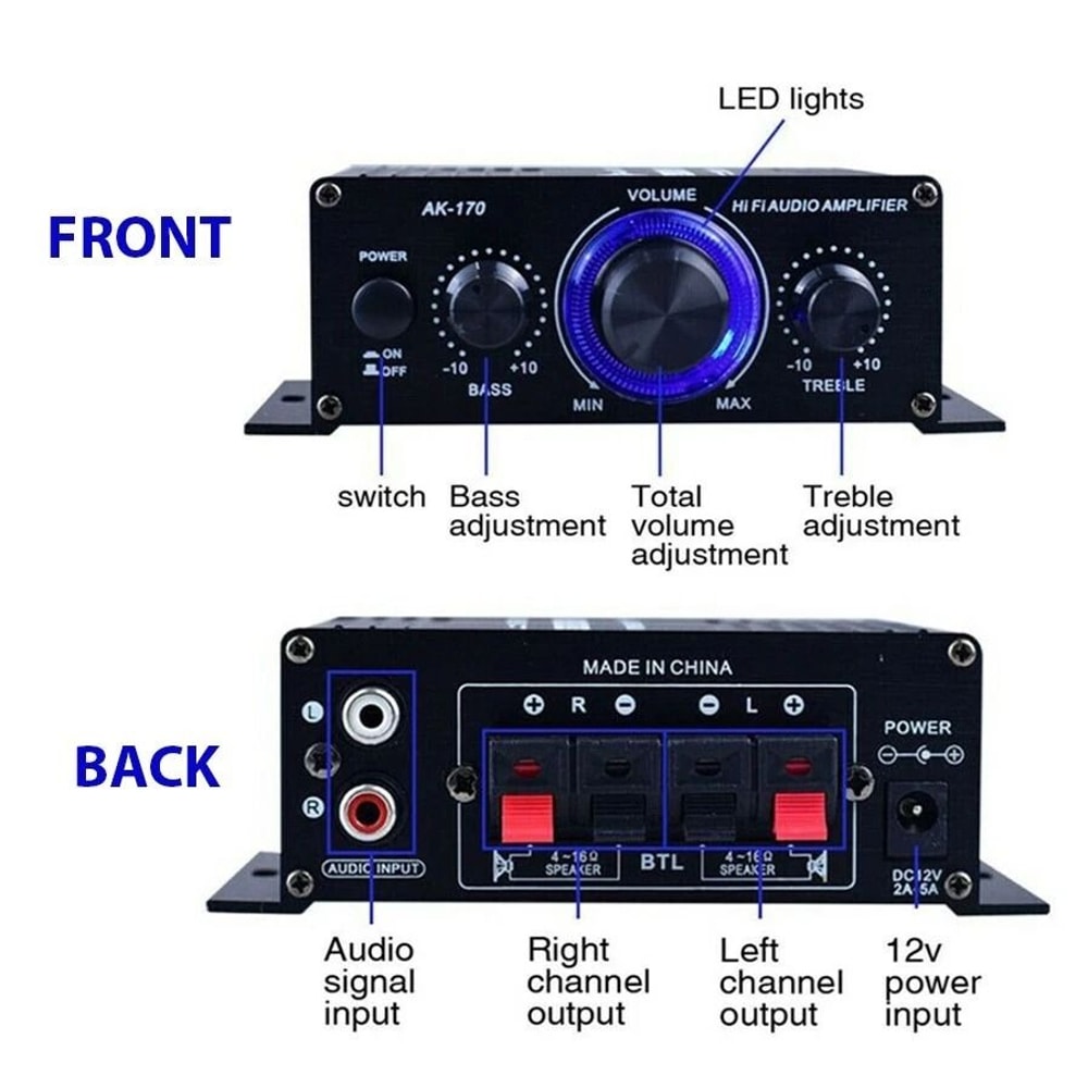 Channel Amplifier HiFi Stereo Bass Amp For Car And Home 1