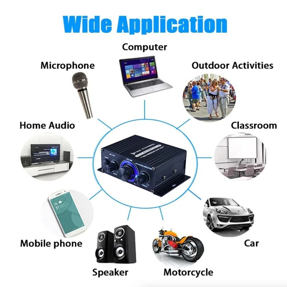 Channel Amplifier HiFi Stereo Bass Amp For Car And Home 11