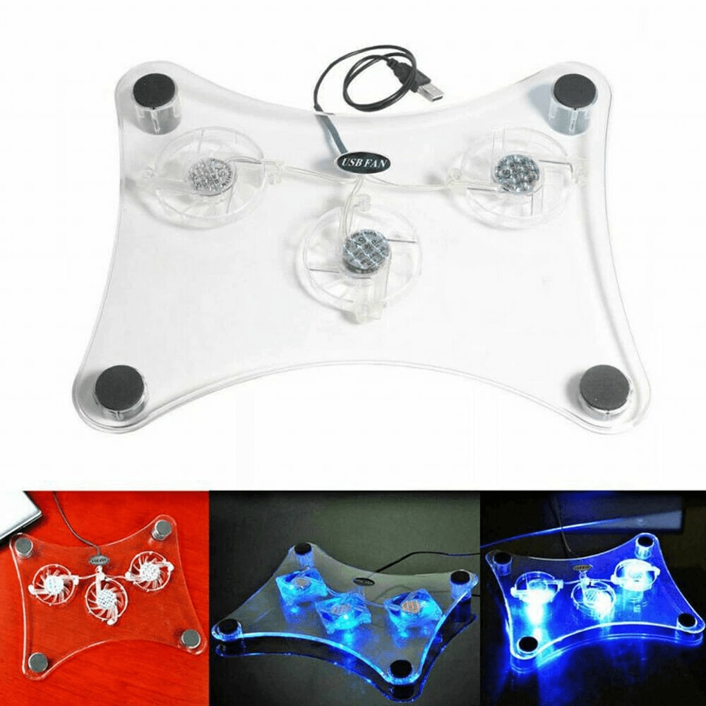 Laptop Cooling Pad Stand With LED Lights USB Powered Notebook Cooler 6
