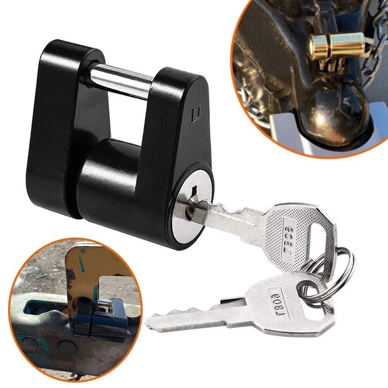 Universal Trailer Coupler Lock With Keys For Trailer Boat RV Truck 9