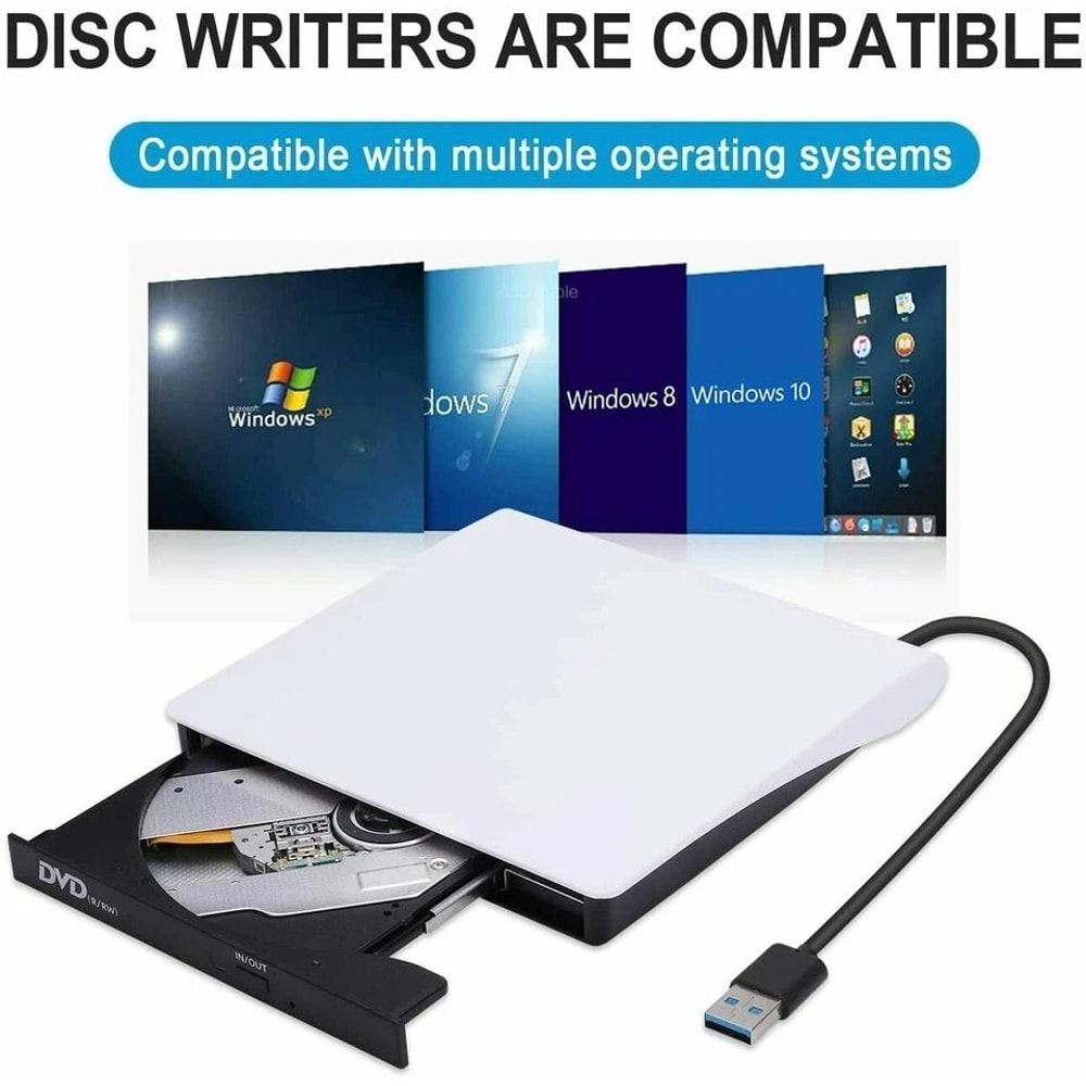 Slim External CD DVD Drive USB Burner For Laptop PC Mac 3