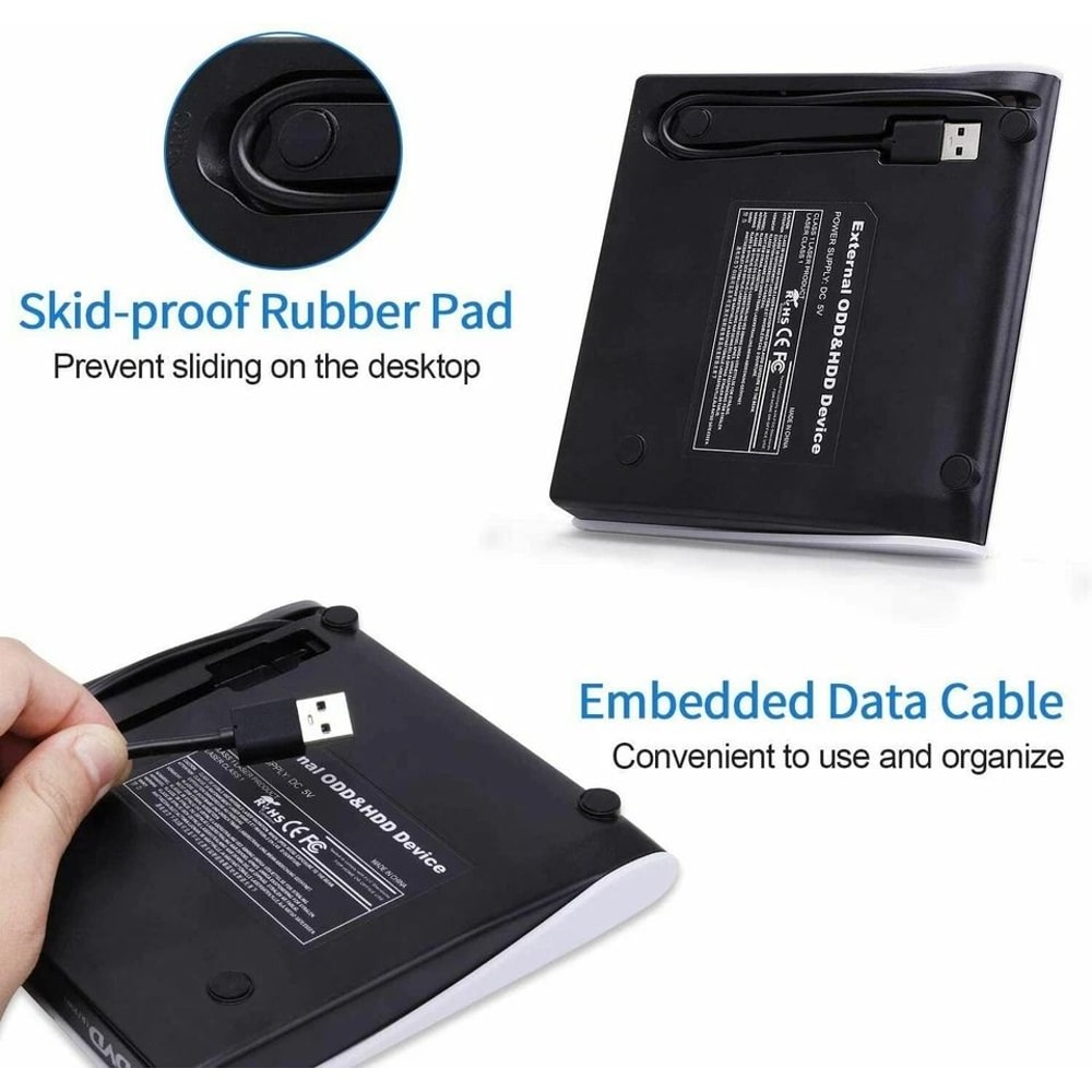 Slim External CD DVD Drive USB Burner For Laptop PC Mac 5