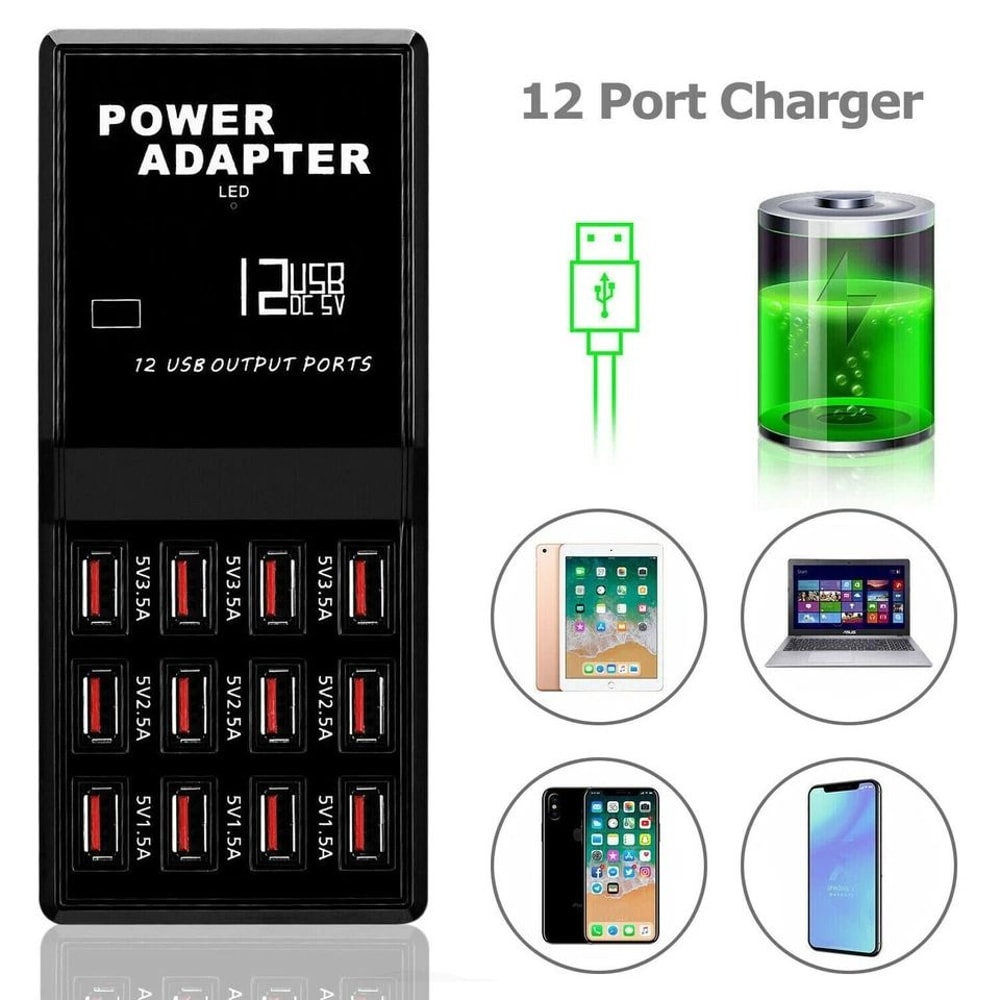 Port USB Charging Station Organizer Multi Device Charger Hub For Phones And Tablets 8