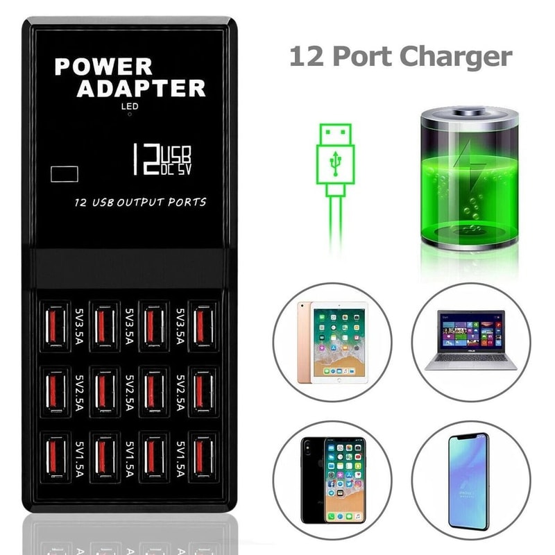 Port USB Charging Station Organizer Multi Device Charger Hub For Phones And Tablets 8