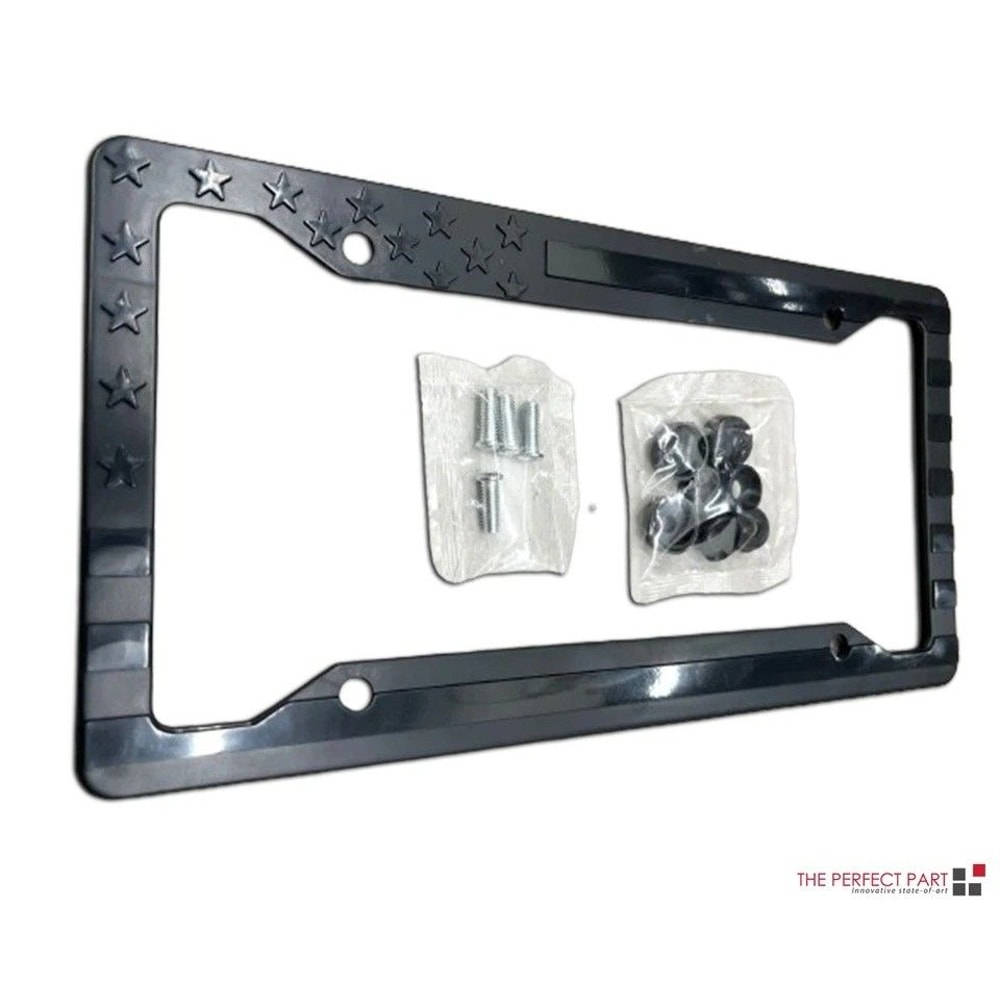 Black American Flag License Plate Frame Embossed USA Tag Holder 1