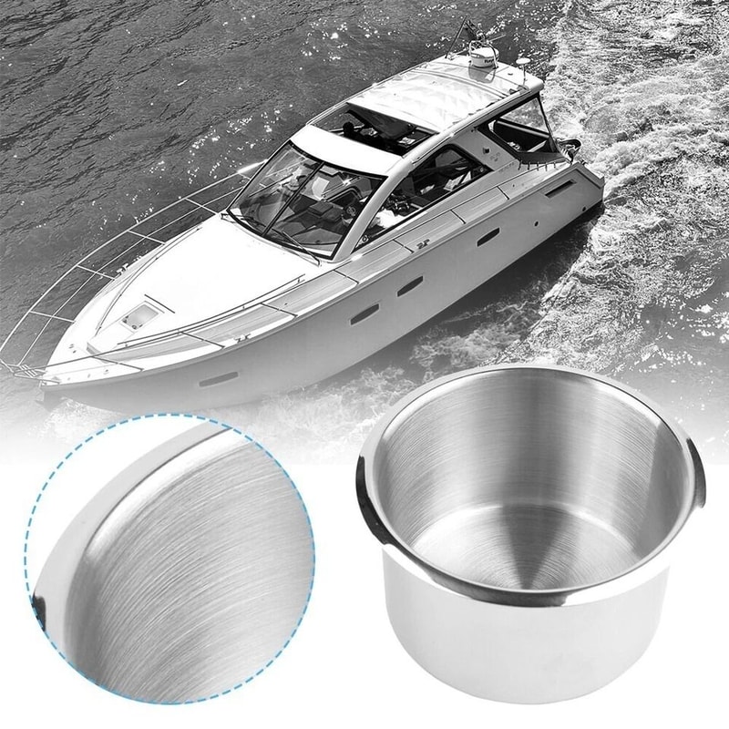 Universal Stainless Steel Cup Holder Insert Set For Car Boat Truck RV 0