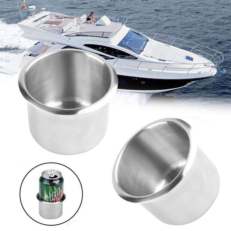 Universal Stainless Steel Cup Holder Insert Set For Car Boat Truck RV 4