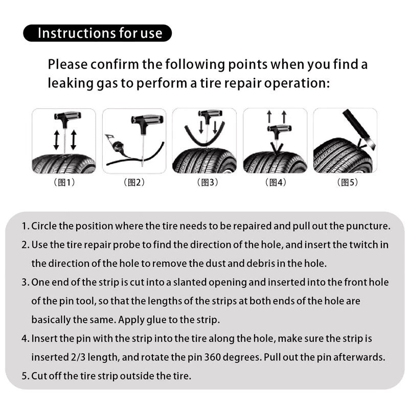Tire Repair Kit For Cars Trucks And Motorcycles Emergency Flat Fix Set 7