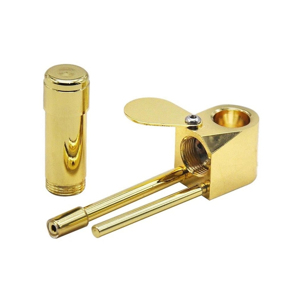 Brass Tobacco Pipe With Stash Storage Portable Metal Smoking Pipe With Lid 3