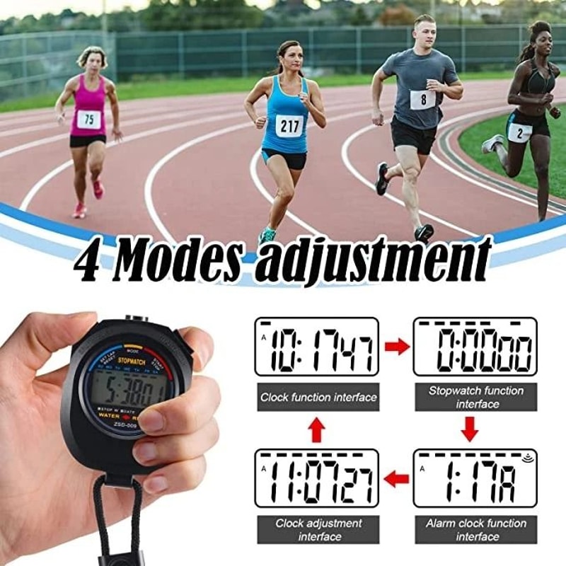 Digital Stopwatch Timer Set For Sports Training Running Gym With Alarm And Date 1