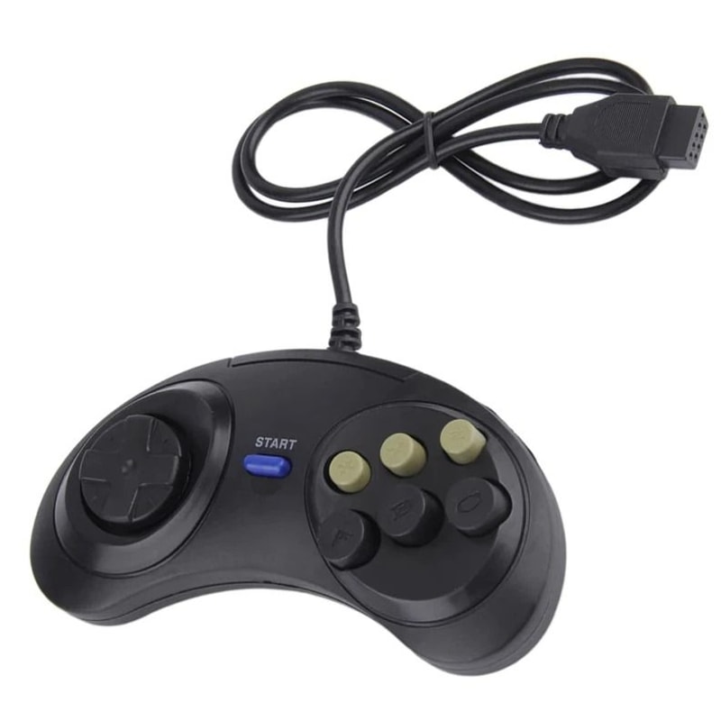 Dual Sega Genesis Controller Button Wired Gamepads For Classic Player Retro Gaming 5